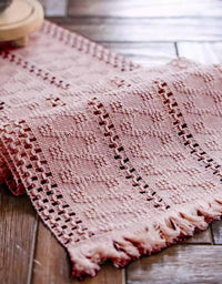 Vintage Pink Woven Tassel Table Runner