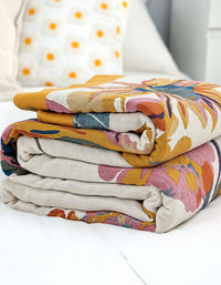 Vintage Reversible Floral Cotton Gauze Bedcover Sofa Blanket