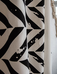 Zebra Stripes Print Tassel Edge Cotton Curtain