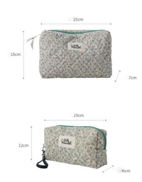Large Capacity Portable Green Floral Cosmetic Bag
