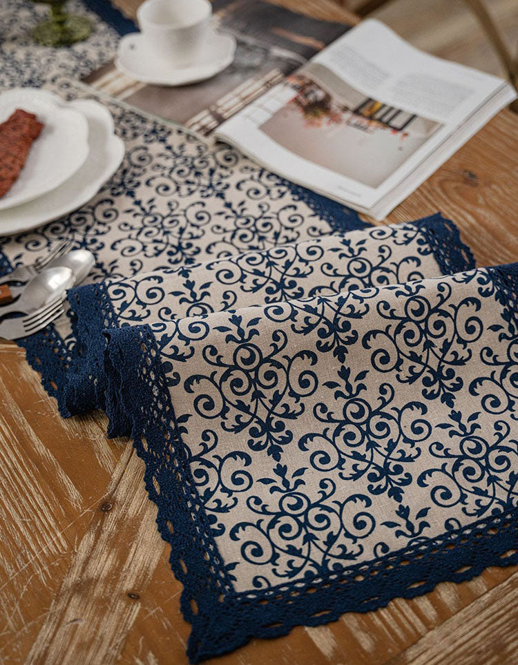 China Porcelain Pattern Blue Printed Table Runner