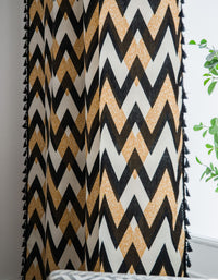Corrugated Printed Tassels Bohemian Style Cotton Curtains