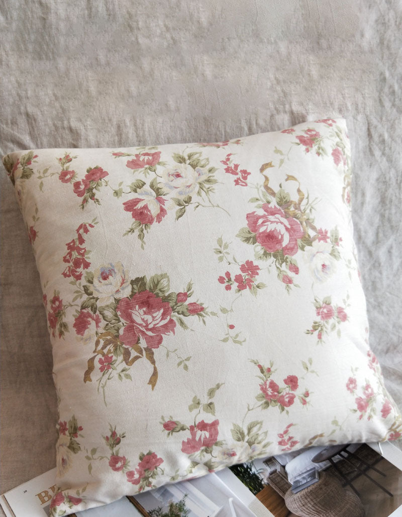 Farmhouse Style Floral Linen Cushion Cover