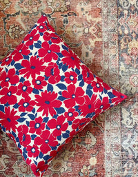 Big Red Flower Print Cushion Cover