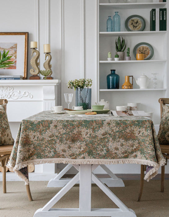 Floral Countryside Vintage Tablecloth