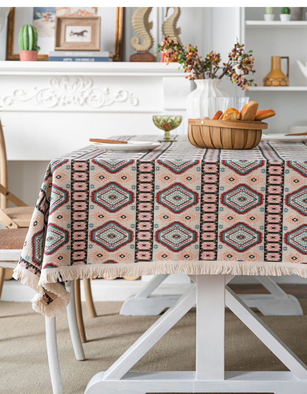 Floral Countryside Vintage Tablecloth