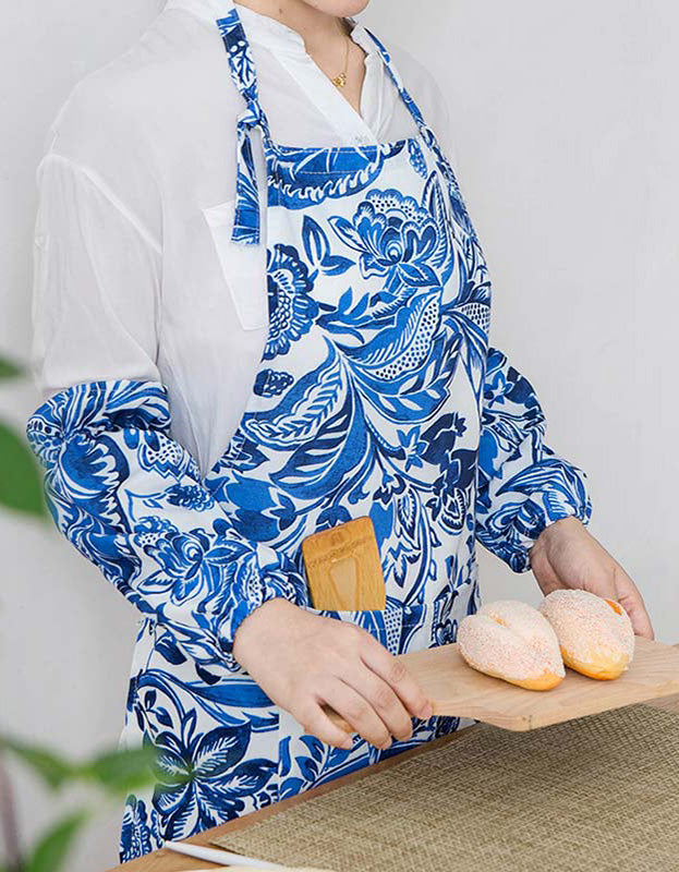 Flower Pattern Apron with Sleeve Covers