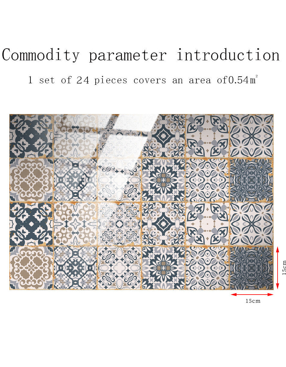 24 PCS Vintage  Mixed Pattern Self-Adhesive Tile DIY Wallpaper