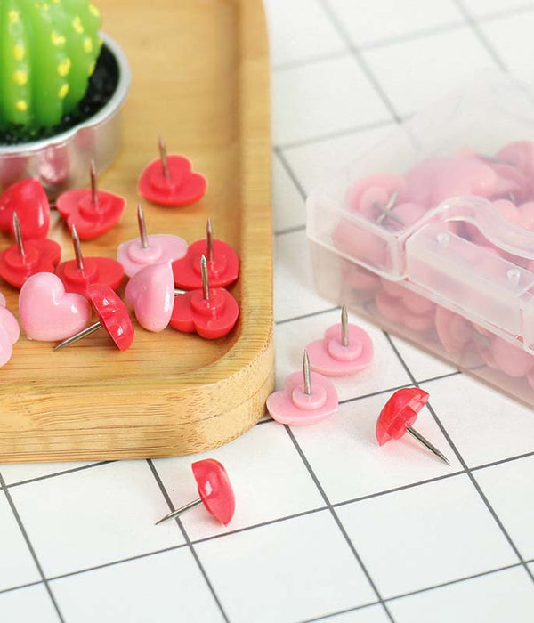 DIY Red Heart Shaped Board Pin (50 PCS)