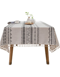 Bohemian Geometric Pattern Tablecloth with Tassel