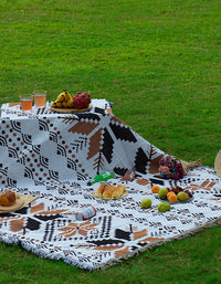 Bohemian Leaf Pattern Cotton Outdoor Picnic Blanket