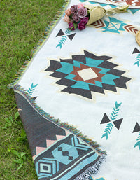 Bohemian Leaf Pattern Cotton Outdoor Picnic Blanket