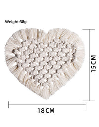 Bohemian Woven Heart Shape Beige Placemats Coasters (3PCS)