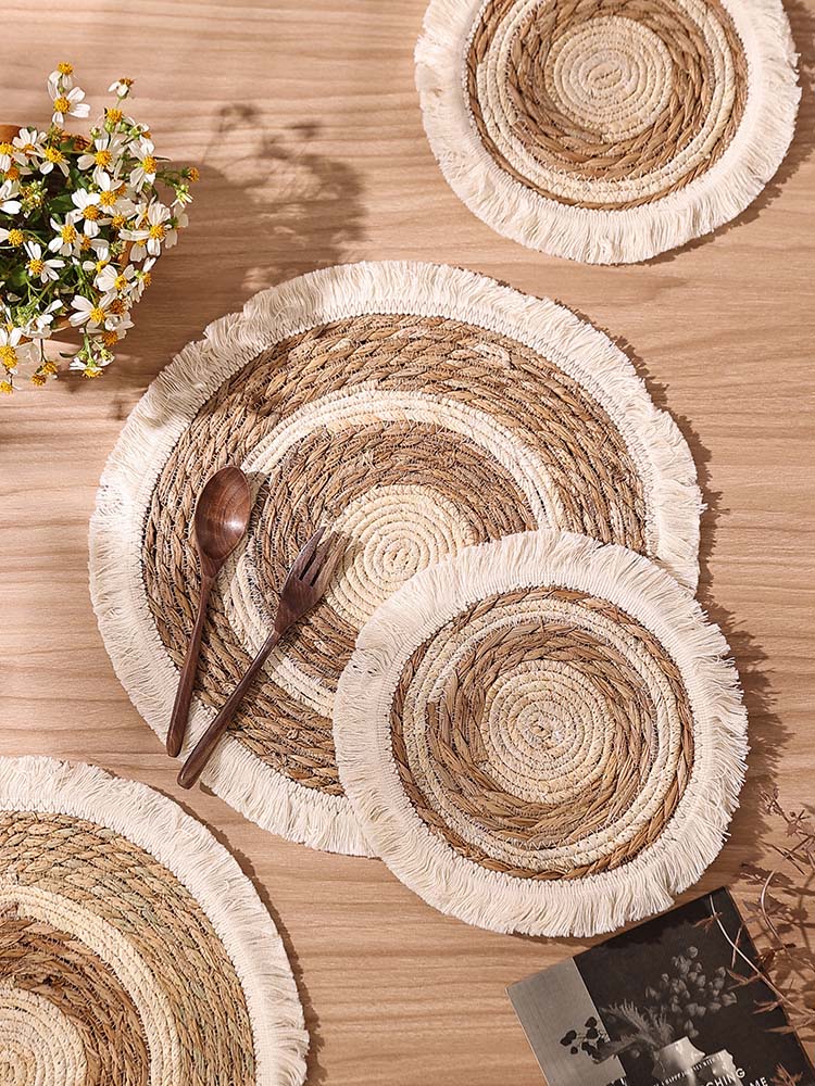 Circle Tassel Straw Placemat (PACK OF 2)