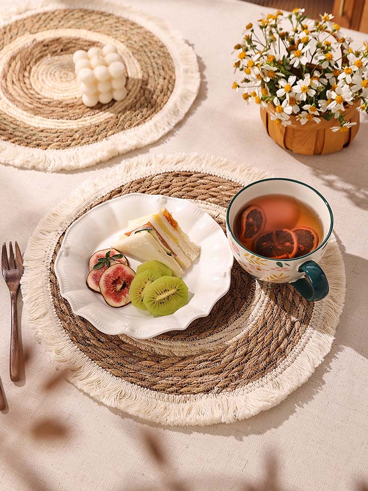 Circle Tassel Straw Placemat (PACK OF 2)