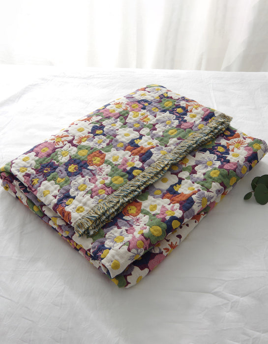 Cotton Double Sides Flower Bed Cover Sofa Blanket