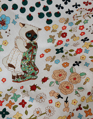 Cotton Flowers Animals Printed Fabric