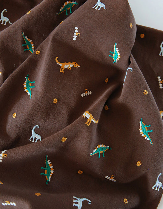 Cotton Linen Animals Embroidery Fabric