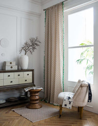 Cotton Linen Daisy Print Tassel Curtains