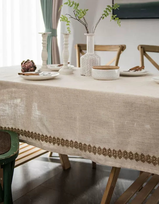 Cotton Linen Dining Room Concise Tablecloth