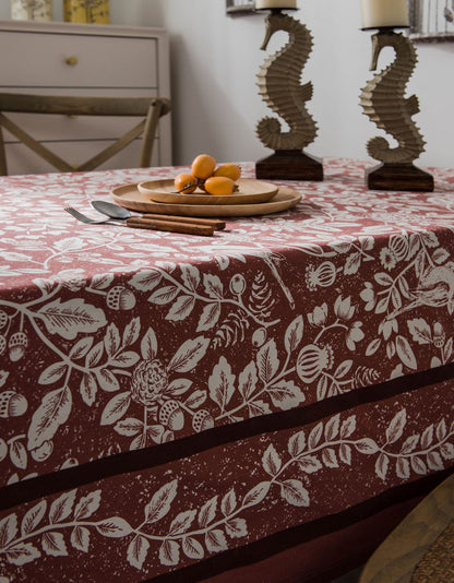 Cotton Linen Flower Print Tablecloth