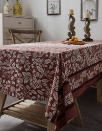Cotton Linen Flower Print Tablecloth