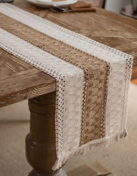 Cotton Linen Weaving Tassel Table Runner