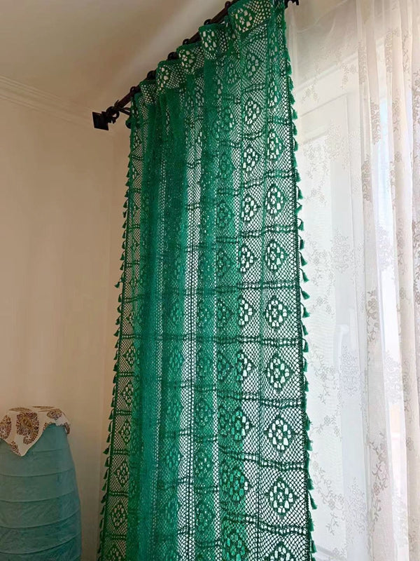 Country Style Tassel Vintage Lace Curtain