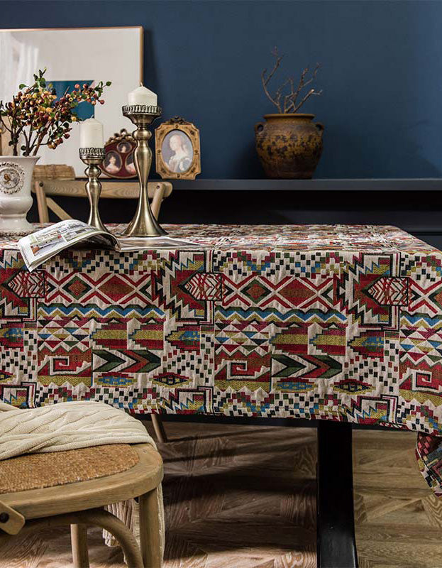 Countryside Style Mixed Pattern Colorful Tablecloth