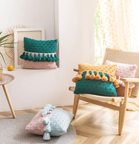 Ethnic Style Knitted Tassel Cushion Cover