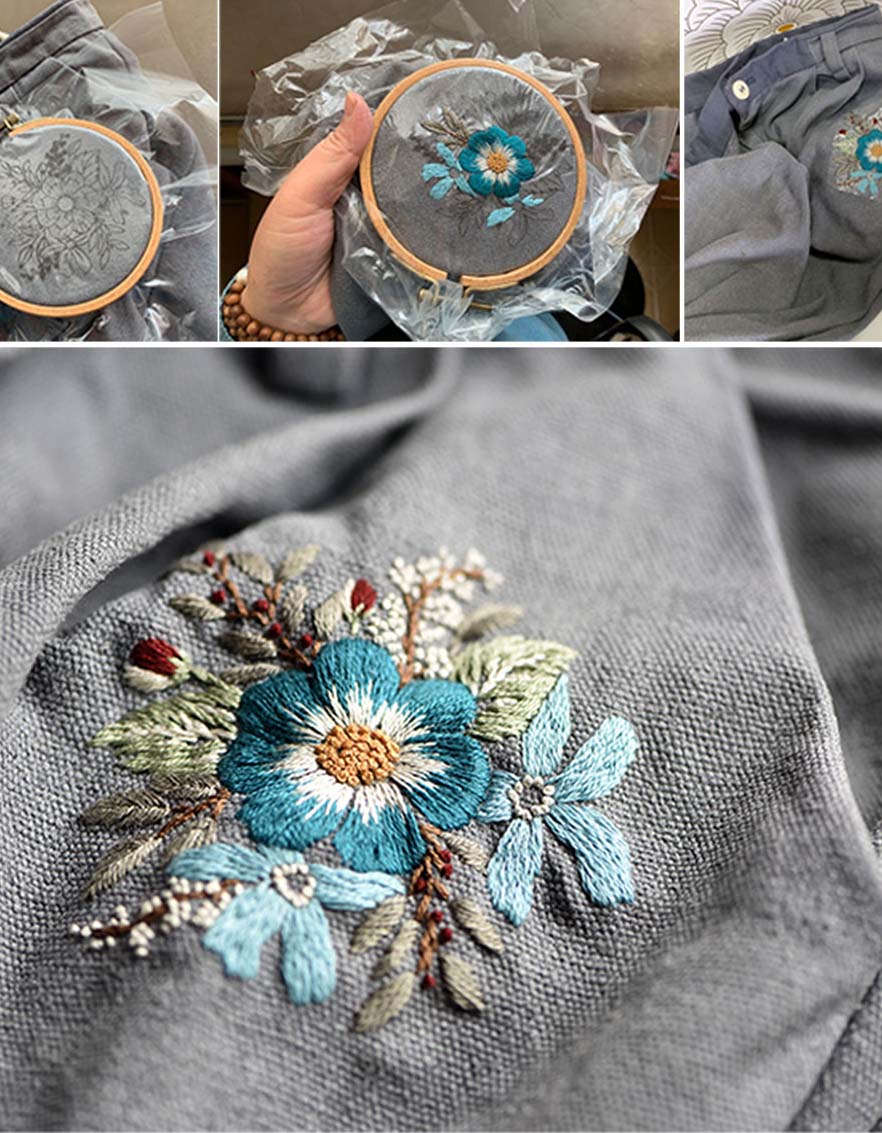 Handmade DIY Embroidery Flowers Material Kit(including materials )