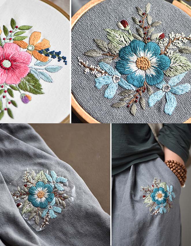 Handmade DIY Embroidery Flowers Material Kit(including materials )