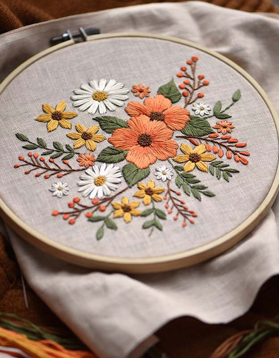 Handmade DIY Embroidery Flowers kit for Beginner(Including Materials)