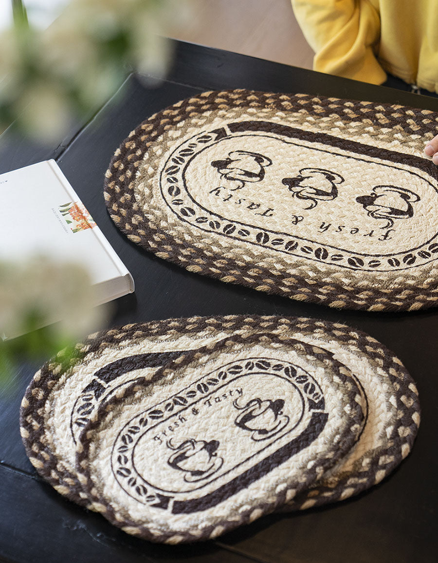 Handmade Embroidery Jute Woven Tablemat Potholders