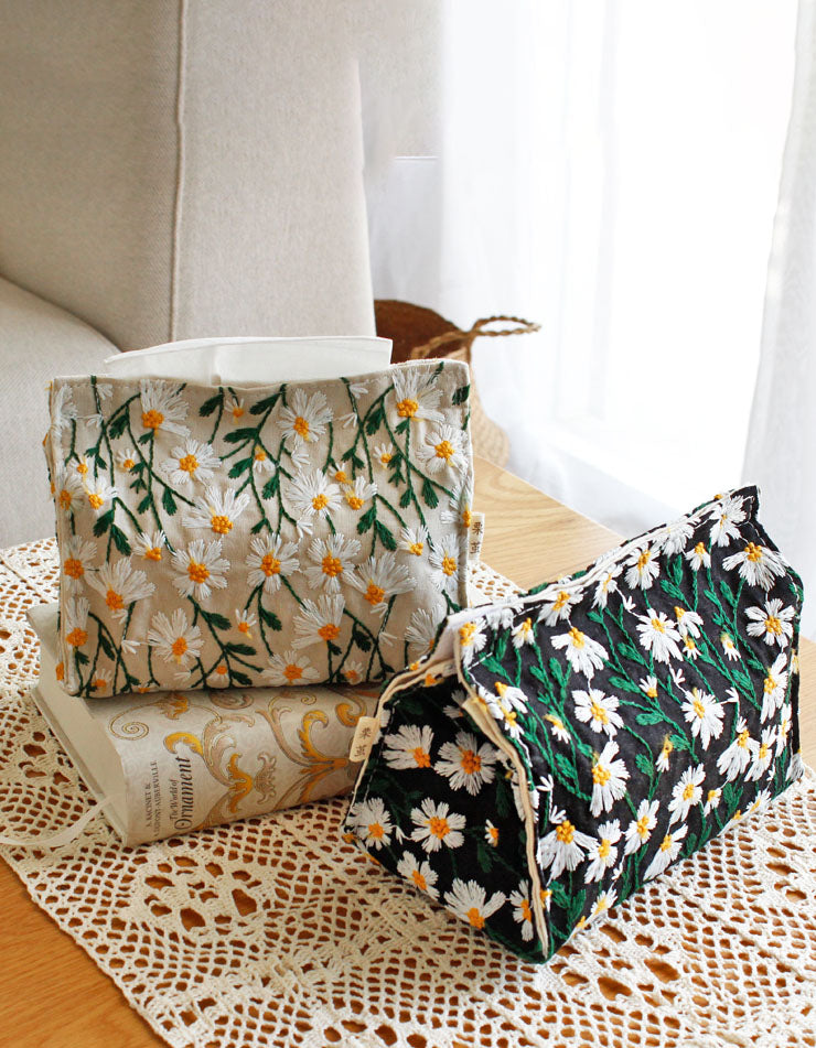 Handmade Flower Embroidery Tissue Box