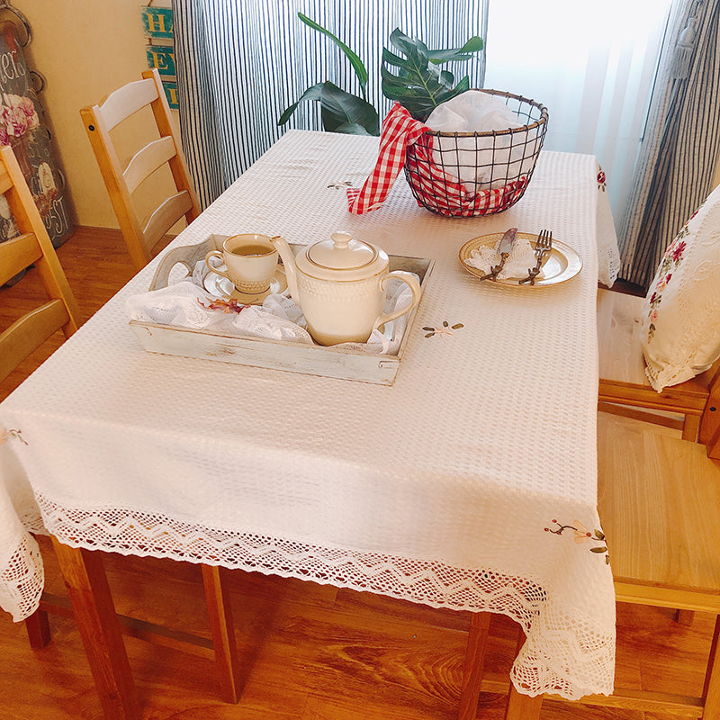 Handmade Pastoral Style Embroidered Tablecloth
