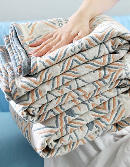 Line Element Double-side Cotton Sofa Blanket
