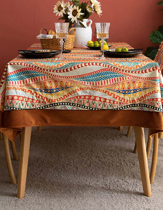 Morocco Style Wave Pattern Colorful Tablecloth
