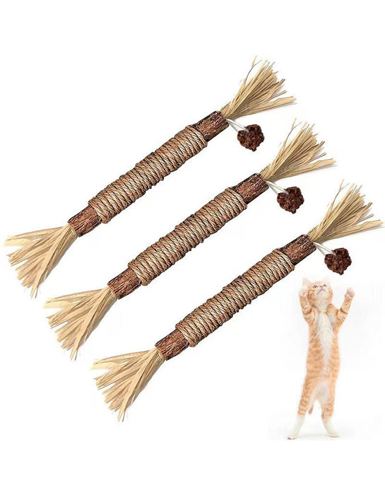 Natural Wooden Tooth Cleaning Catnip Cat Toy