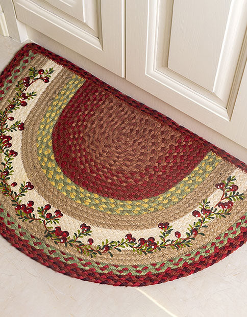 Tapis de porte tissé antidérapant et absorbant en demi-cercle