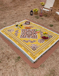 Pastoral Flower Pattern Tassel Picnic Blanket