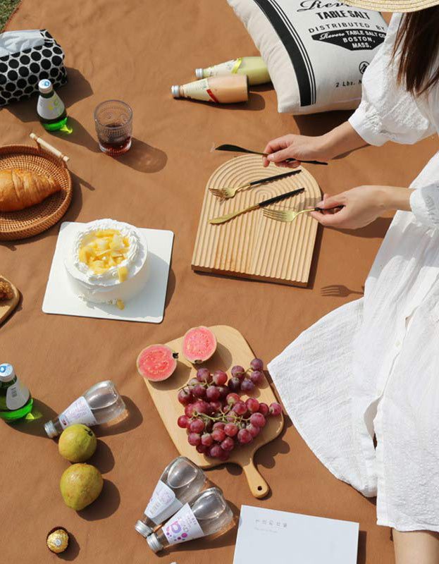 Pure Cotton Outdoor Picnic Blanket Set with Leather Strap