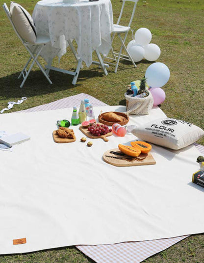 Pure Cotton Outdoor Picnic Blanket Set with Leather Strap