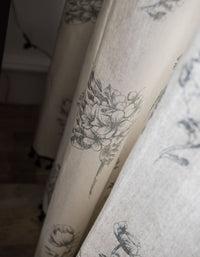 Simple Grey Flower Sketch Printing Curtain