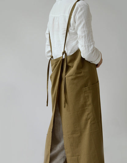 Simple Pure Cotton Waterproof Apron With Pockets