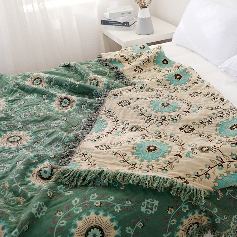 Vintage Floral Bedcover Sofa Blanket
