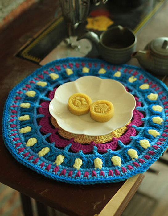 Vintage Circle Crochet Flower Placemat