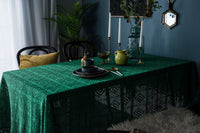 Vintage Dark Green Crochet Square Tablecloth