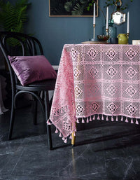 Vintage Dark Green Crochet Square Tablecloth