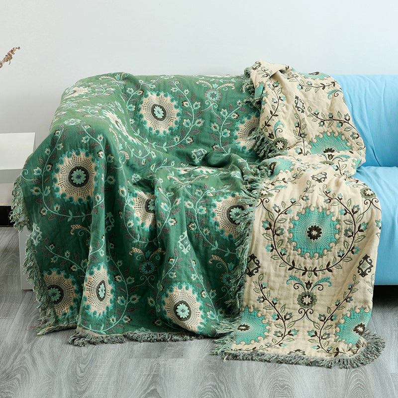 Vintage Floral Bedcover Sofa Blanket